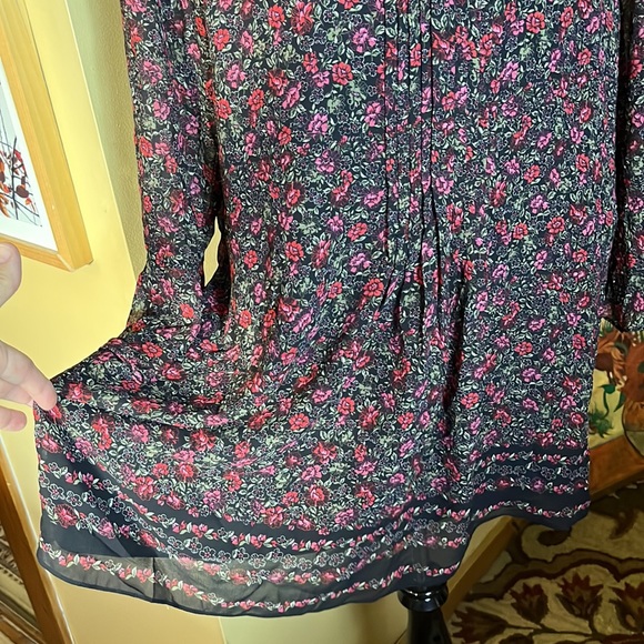 MAX STUDIO Size XL Dark Floral Romantic Dress Pintuck Floral Overlay $138 NEW - Picture 5 of 16